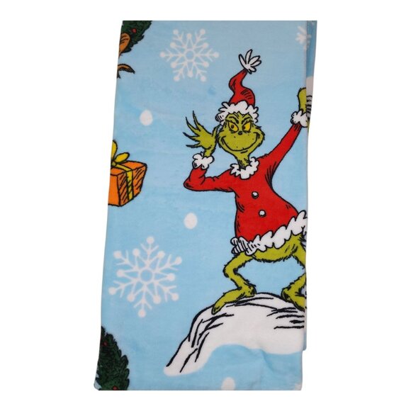 Dr. Seuss The Grinch Oversized Plush Throw Blanket 50x60" Holiday Christmas Blue - Picture 14 of 15